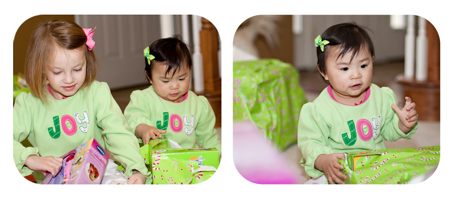 Opening gifts and getting hungry collage