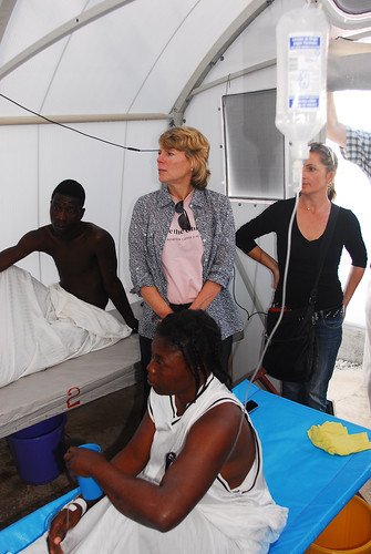 Visiting with patients of a cholera treatment unit