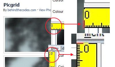 Calculating Facebook picture thumbnails gap size using dRuler