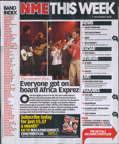 Vibe Magazine Contents Page. NME Magazine Contents Page