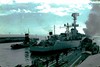 1961: HMAS YARRA [III] in Williamstowns dark dockyard - Photo Collection of Graeme Andrews.