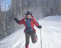 Clare Running in Snowshoes