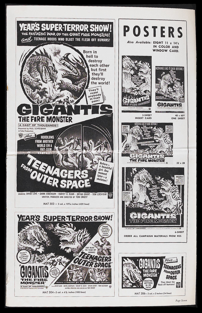 Gigantis the Fire Monster (Warner Brothers, 1959). Pressbook 2
