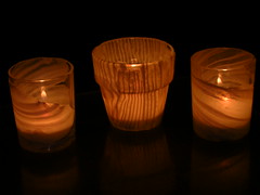 Polymer clay covered glass votive holders