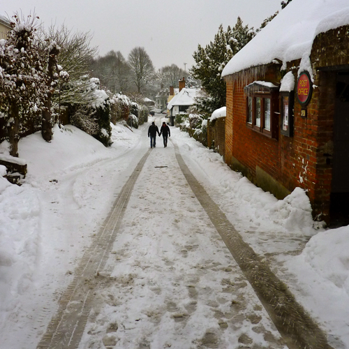 Chilham in the snow ~ village couple