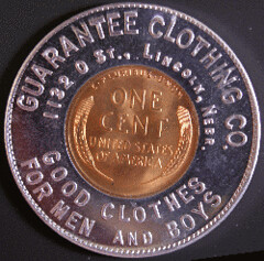 Encased 1935 cent reverse