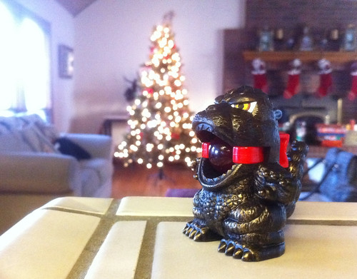 Ballgag Godzilla attacks Christmas tree