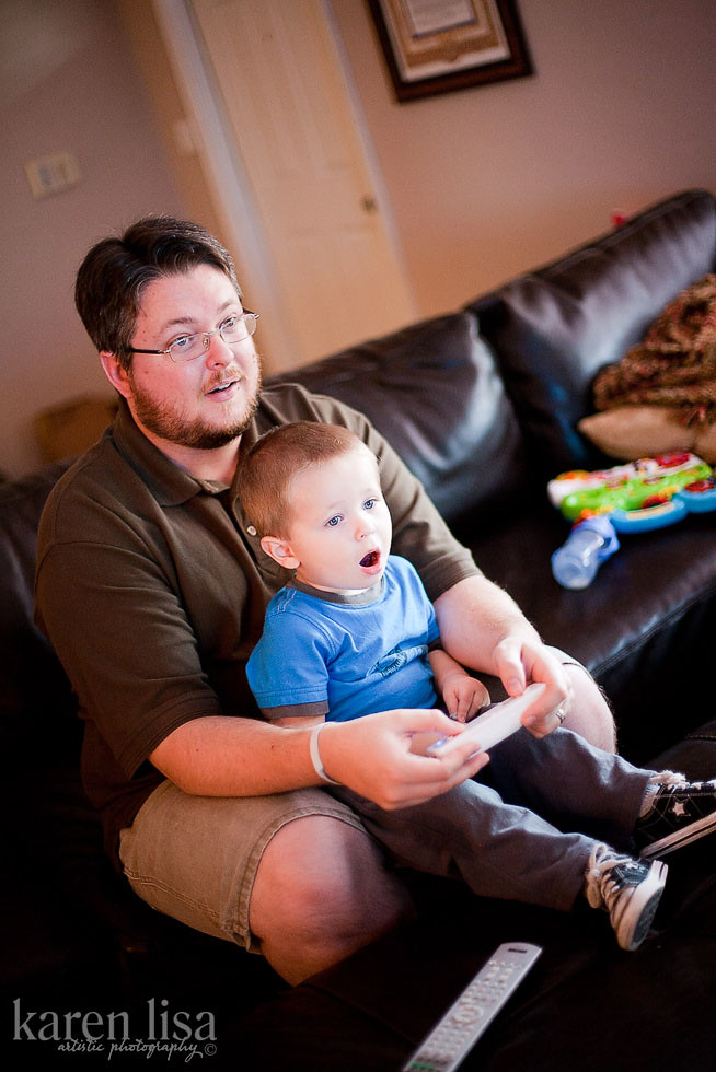 Helping Daddy play Nintendo