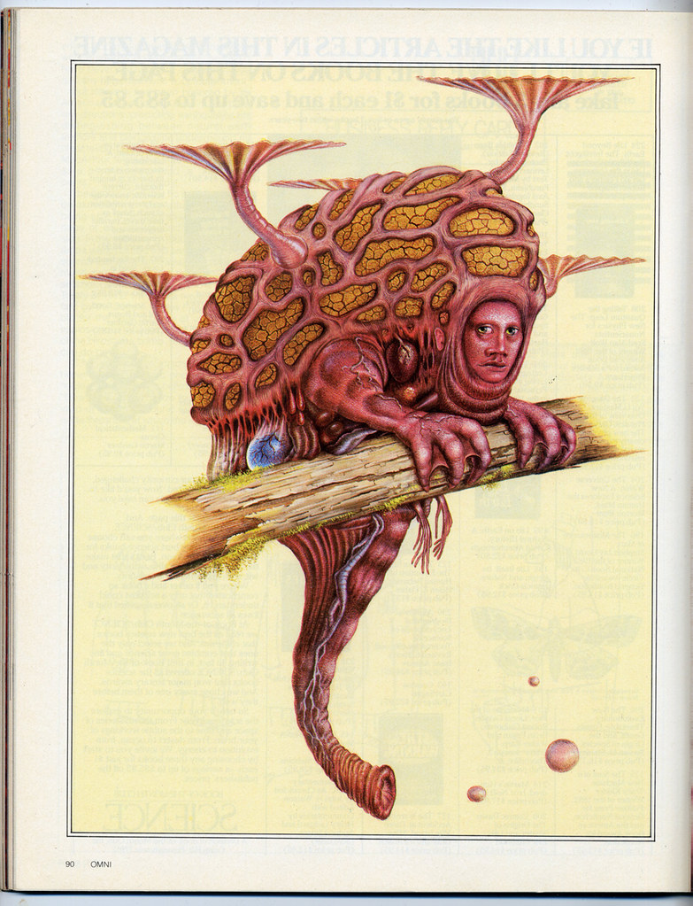 Dougal Dixon - Visions Of Man Evolved Article Illustration 1 - Omni Magazine November 1982