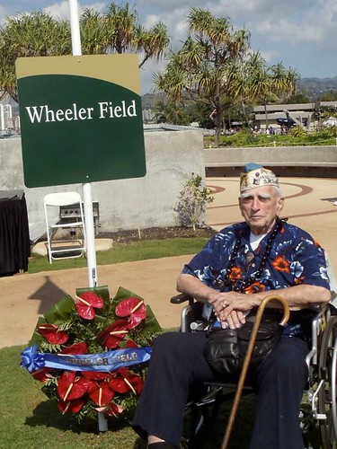 Pearl Harbor Survivor William Bill Temple at Wheeler Field Honolulu, Hawaii