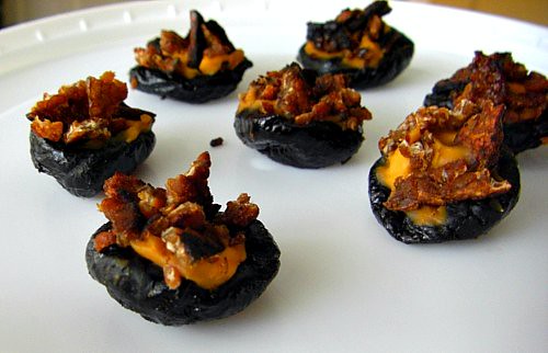Hickory Cheese Stuffed Prunes with Crumbled Tempeh Bacon