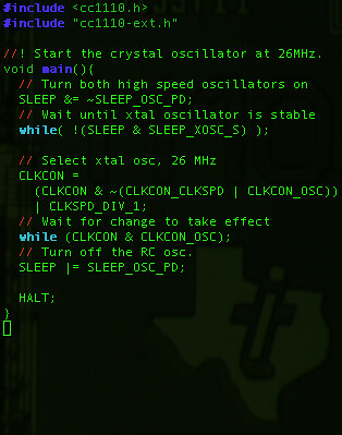 CC1110 Crystal Shellcode