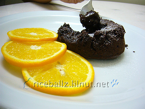 chocolate molten lava cake with orange