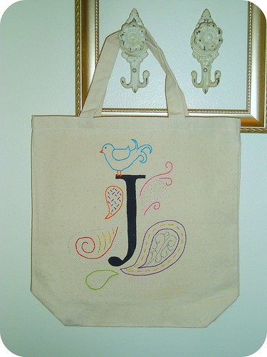 Initial bag with paisley embroidery