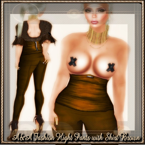 A&A Fashion Hight Pants with Shirt Brown