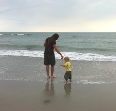 k and daddy on the beach
