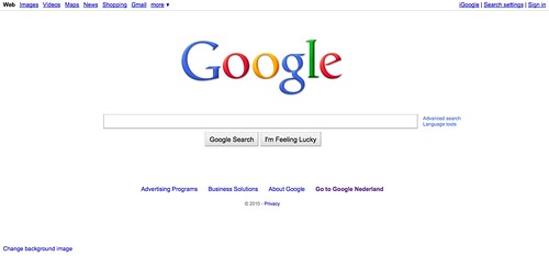 Google homepage 2010