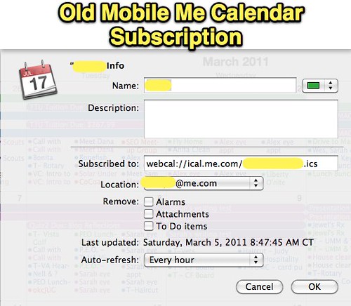 Old MobileMe Calendar Subscription