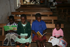 Children reading at Caezaria Public Library
