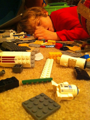 Passed out among the LEGOs