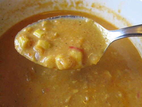 Corn soup close-up
