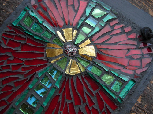 River of Life Cross Mosaic on Slate