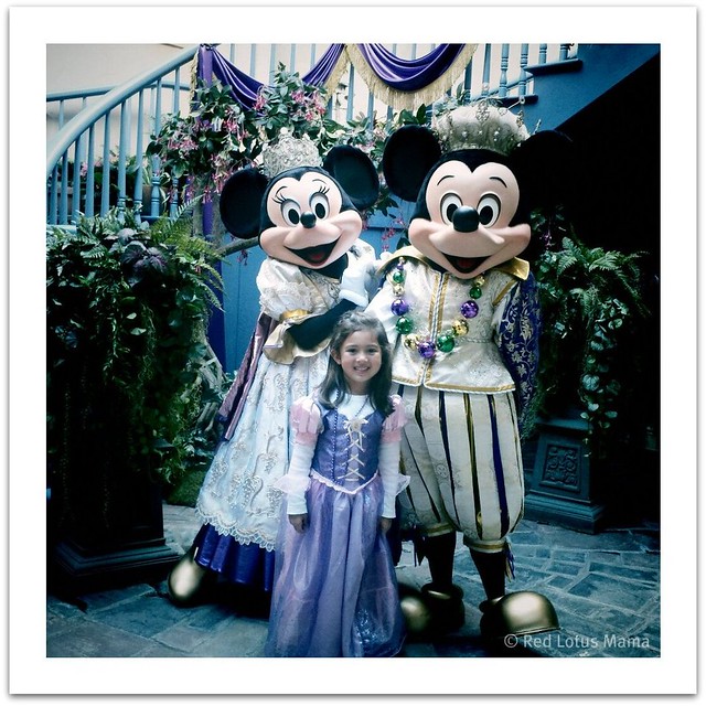 Princess D with Mardi Gras Queen Minnie and King Mickey