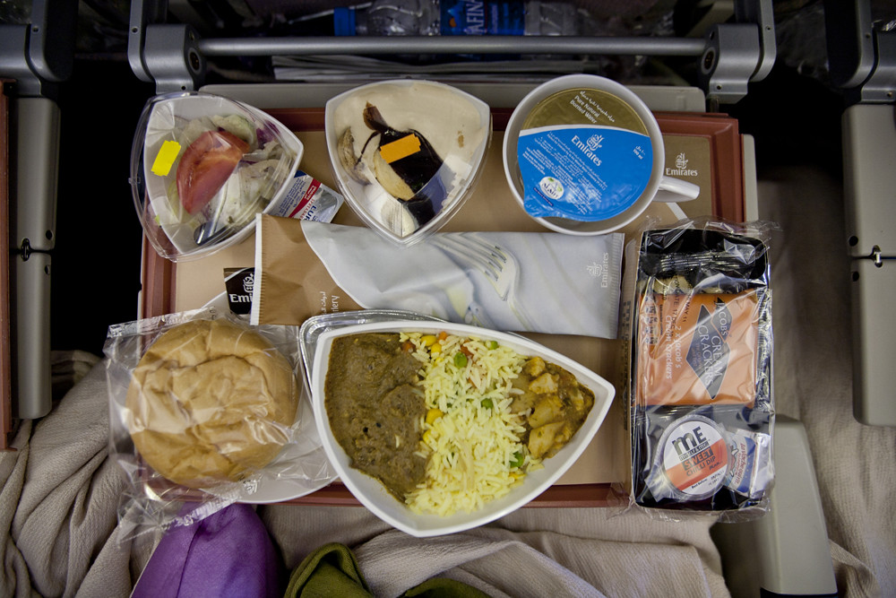 airplane food - lamb with indian spices