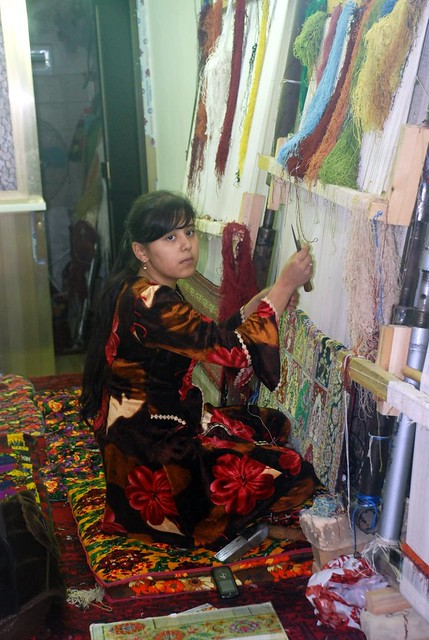 Girl working on a Carpet, Bukhara