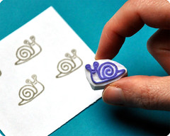 Snail hand carved rubber stamp