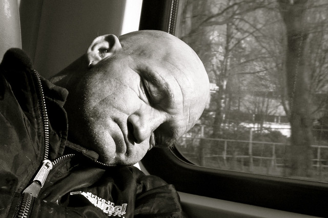 asleep in train
