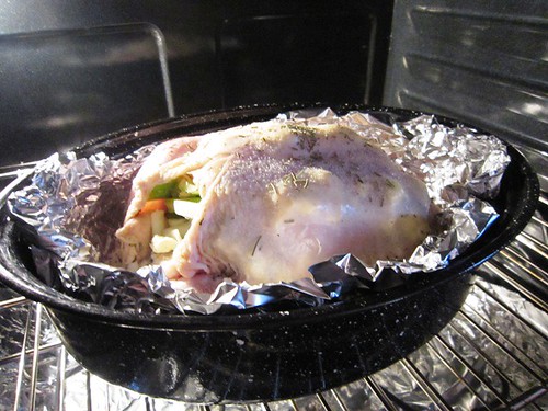 Chicken going into the oven
