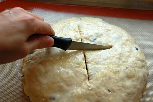 Cutting The Cross into Sweet Irish Soda Bread by Eve Fox, The Garden of Eating blog, copyright 2011