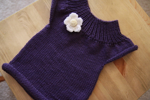 knitted baby top in purple
