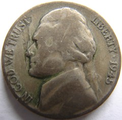 1945 No Mintmark Nickel