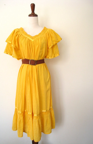 Bright as Sunshine Cotton Gauze Dress, Vintage 70's