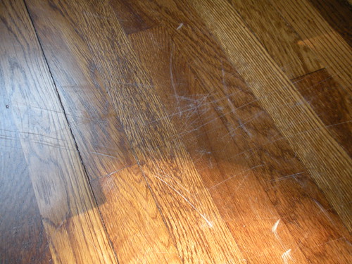 scratched floor: before