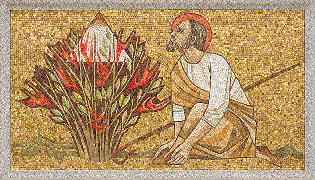 Resurrection Cemetery, in Affton, Missouri, USA - mosaic of Moses and the Burning Bush