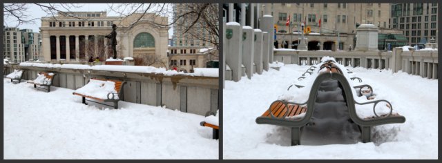 Snowy Benches collage