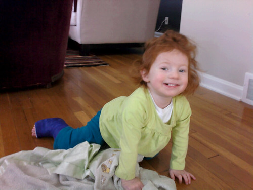 She's officially crawling to chase dot.