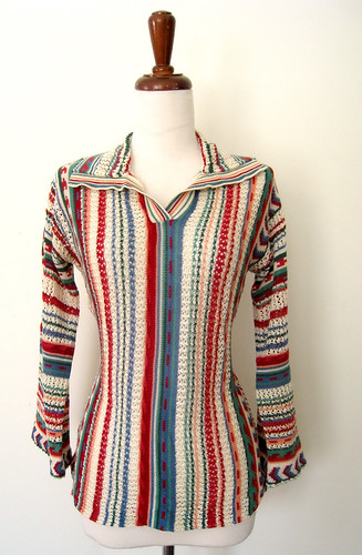 Cool Crochet Colorful Knit Top, vintage 70's