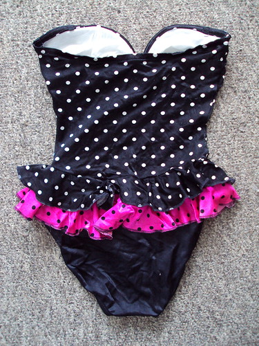 Polka Dot Swimsuit with Butt Ruffle (back)