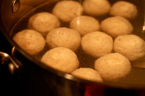Matzo balls cooking