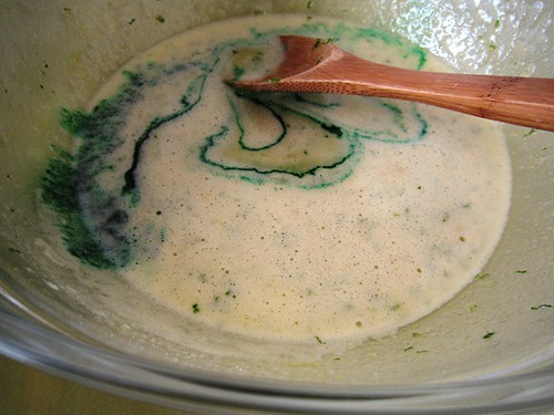 A swirl of green food coloring
