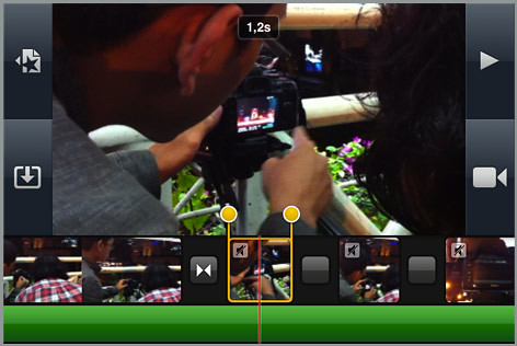 Trimming klip di timeline iMovie for iPhone 4, enak banget!