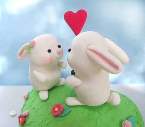 Cute bunnies wedding cake toppers -Personalized 