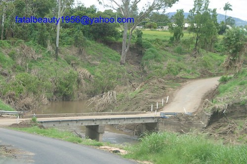 flood damage river near gatton. wow the floodwater was high over the road and bridge