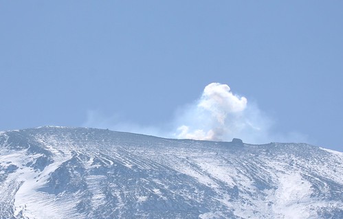 smoke plumes from volcano
