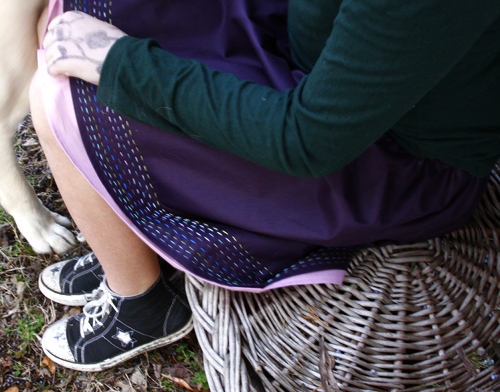 woven.seat.stitched skirt