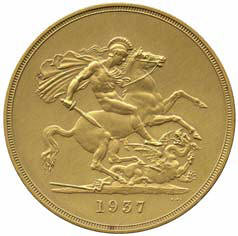 1937 George VI gold matt proof reverse